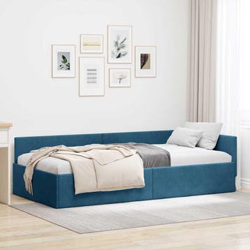 vidaXL Hoek Bed Frame Blauw 100 x 200 cm fluweel, Verzenden