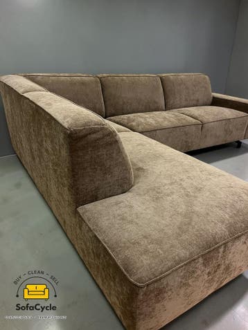Manchester hoekzetel bruin in stof, hoek L – overstock, Verzenden
