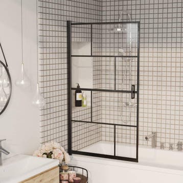 vidaXL Douchewand 80x140 cm ESG zwart, Verzenden