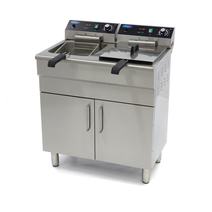 Frituurpan - 2x 16 L - 2 Manden - met Tapkraan en, Elektronische apparatuur, Frituurpannen, Nieuw, Duo-friteuse, 4 liter of meer