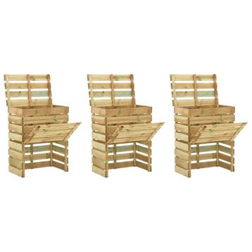 vidaXL Tuincompostbakken 3 st 80x50x100 cm geïmpregneerd, Tuin en Terras, Verzenden, Nieuw