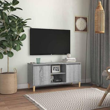 vidaXL Tv-meubel met houten poten 103,5x35x50 cm grijs, Huis en Inrichting, Verzenden, Nieuw