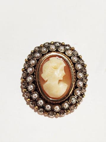 Broche - 19.2 kt. Geel goud Diamant (Natuurlijk) - Parel