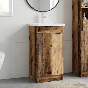 vidaXL Badkamer Vanity met Wastafel Oud hout 42 x 40 x 84,5, Verzenden