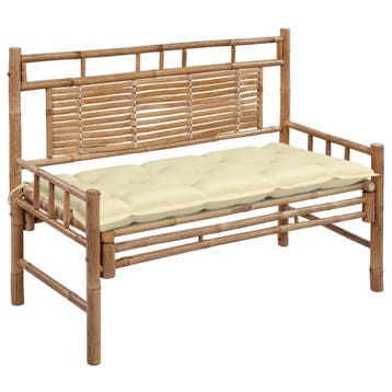 vidaXL Tuinbank met kussen 120 cm bamboe, Verzenden, Nieuw