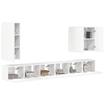 vidaXL Tv Wandkast Set 6 st Hoogglans wit, Verzenden