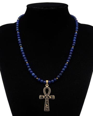 Lapis lazuli - Egyptische halsketting - Ankh-kruis van de, Antiek en Kunst