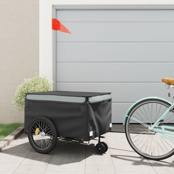 vidaXL Fietstrailer 45 kg ijzer zwart en grijs, Verzenden, Nieuw