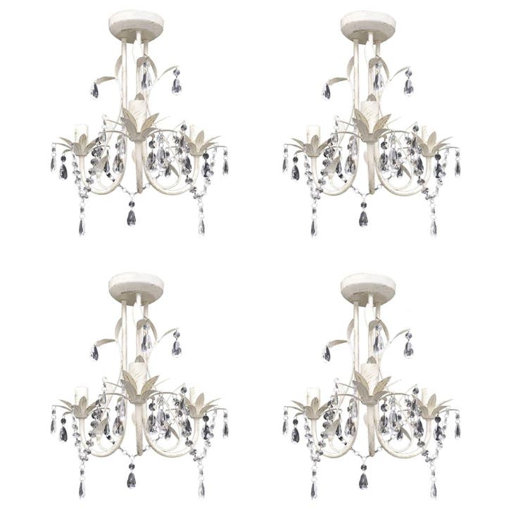 vidaXL Kroonluchters kristal 4 st elegant wit, Huis en Inrichting, Lampen | Kroonluchters, Nieuw, Verzenden