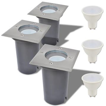 vidaXL LED-Grondspots buiten 3 stuks vierkant, Verzenden, Nieuw