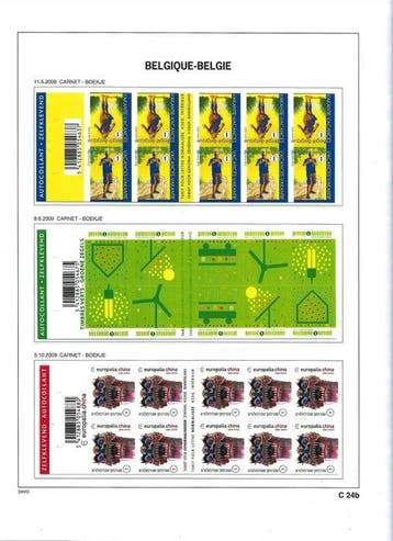 Belgique 2009 - les carnets de timbres autocollants selon
