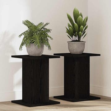 vidaXL Plantenstand 2 st Zwart Eiken 30 x 30 x 40 cm Bewerkt, Tuin en Terras, Verzenden, Nieuw