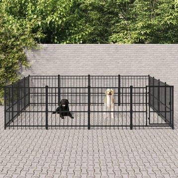 vidaXL Hondenkennel voor buiten 15,05 m² staal, Verzenden, Nieuw