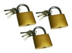 Set van 3 hangsloten met ieder 3 sleutels (38x33 mm), Verzenden, Nieuw