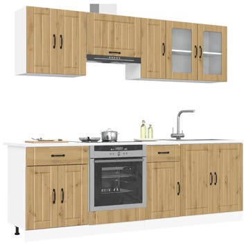 vidaXL 8-delige Keukenkastenset Kalmar bewerkt hout, Verzenden, Nieuw