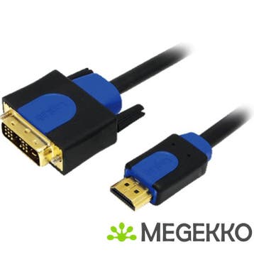 LogiLink CHB3103 video kabel adapter  DVI- HDMI zwart/blauw, Computers en Software, Verzenden, Nieuw