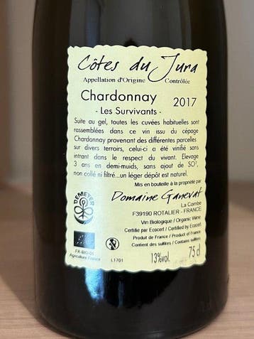 2017 Domaine Ganevat Les Survivants - Côtes du Jura - 1, Nieuw