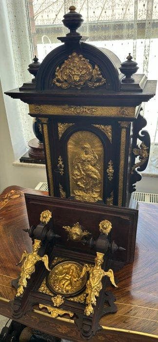 Armoire - Noyer - armoire murale suspendue avec support de, Antiquités & Art