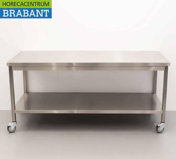 HCB Table de travail mobile en acier inoxydable, table sur, Verzenden
