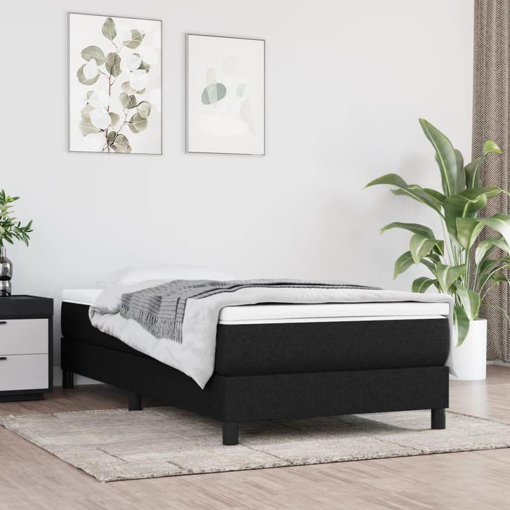vidaXL Boxspring bed 100x200 cm stof zwart, Huis en Inrichting, Slaapkamer | Bedden, Nieuw, Verzenden
