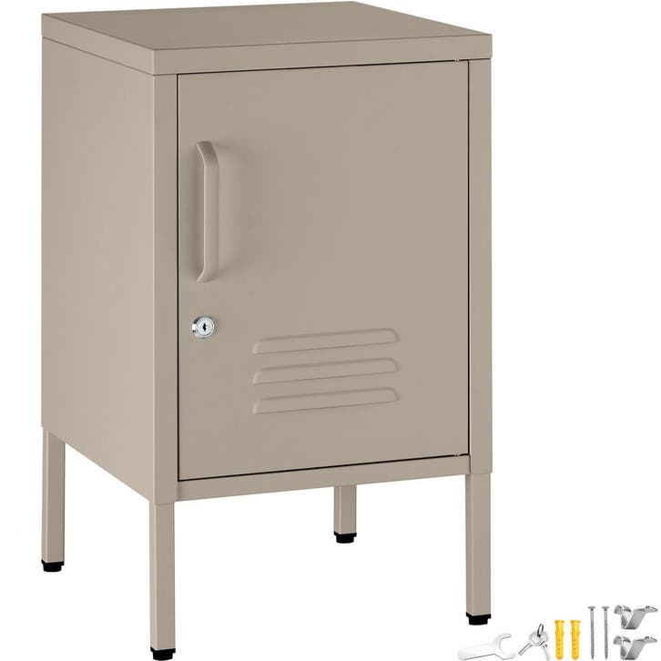 tectake nachtkastje - taupe, Maison & Meubles, Tables | Tables d'appoint, Envoi