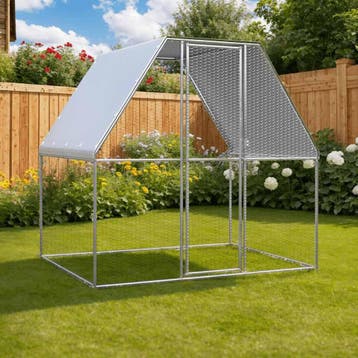 vidaXL Kippenkooi 2x2x2 m gegalvaniseerd staal zilverkleurig, Verzenden
