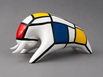Statue, garden statue modern colored bull - 26 cm -
