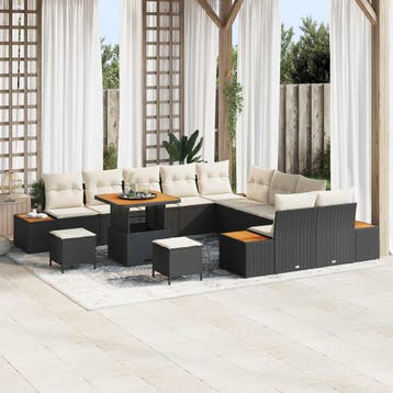 vidaXL Tuinbank Set 13 st 12-Aantal zitplaatsen Zwart en, Verzenden, Nieuw