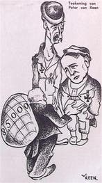 Spotprent met Deckers en Beerenbrouck (lijst optie, Lithos), Antiquités & Art, Art | Lithographies & Sérigraphies, Verzenden