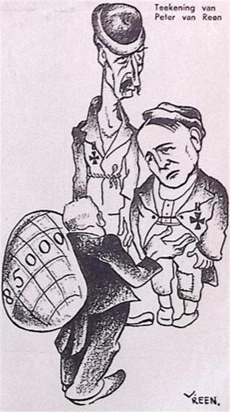 Spotprent met Deckers en Beerenbrouck (lijst optie, Lithos), Antiquités & Art, Art | Lithographies & Sérigraphies, Envoi