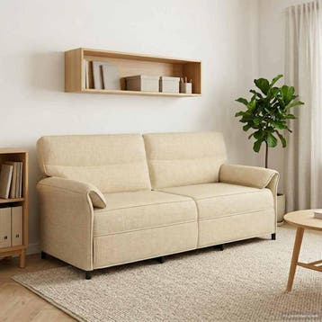 vidaXL 3-Zits Sofa 3-zits Crèmekleurig 198 x 83 x 95 cm Stof, Verzenden, Nieuw