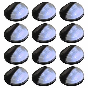 vidaXL LED-wandlampen solar rond zwart 12 st, Tuin en Terras, Verzenden, Nieuw