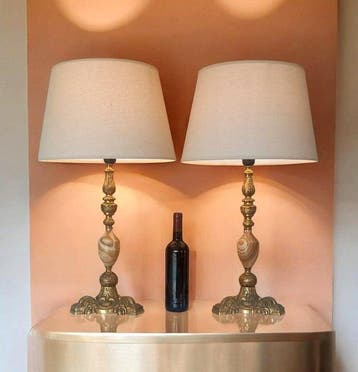 Lamp (2) - Stijl Louis XV - Gemaakt in Frankrijk - Brons,