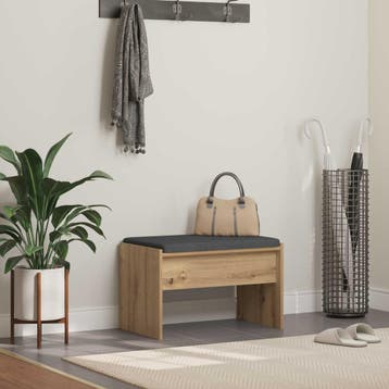 vidaXL Schoenbank met kussen Artisanaal eiken 63 x 38 x 40, Verzenden, Nieuw
