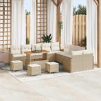 vidaXL Tuinbank Set met kussen met opslag 14 pcs Beige en, Tuin en Terras, Verzenden, Nieuw