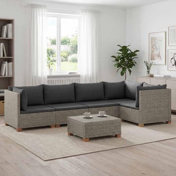 vidaXL 6 st Rieten Loungeset met Kussens GENDT Natuurlijk, Verzenden, Nieuw