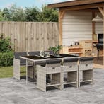 vidaXL 7-delige Tuinset met kussens poly rattan grijs, Verzenden, Nieuw, Tuinset