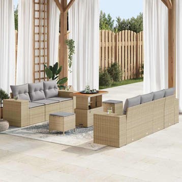 vidaXL Tuinbank Set 10 st 9-Aantal zitplaatsen Beige en, Verzenden