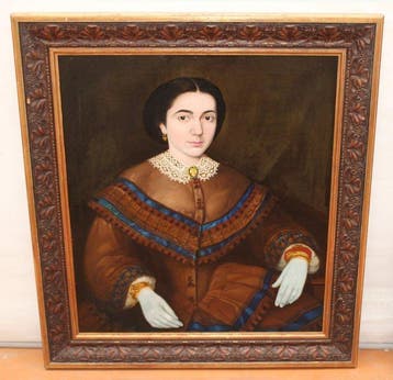 École espagnole (XIX) - Retrato de dama (Circulo de Antonio, Antiquités & Art