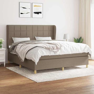 vidaXL Boxspring met matras stof taupe 180x200 cm, Verzenden