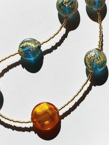 Murano-glas, 24-karaats goud, zilver - Halsketting - Laguna