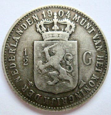 Nederland. Wilhelmina. 1/2 Gulden 1904 - Schaars (Zonder