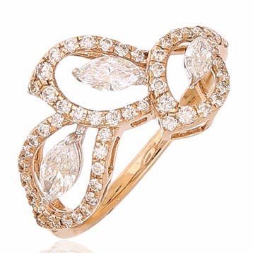 Bague - 18 carats Or rose - 0.88ct. tw. Diamant (Naturelle)