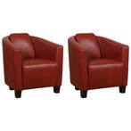 Set van 2 Leren fauteuils Press - Granada Rouge (rood) -, Maison & Meubles, Fauteuils, Ophalen of Verzenden