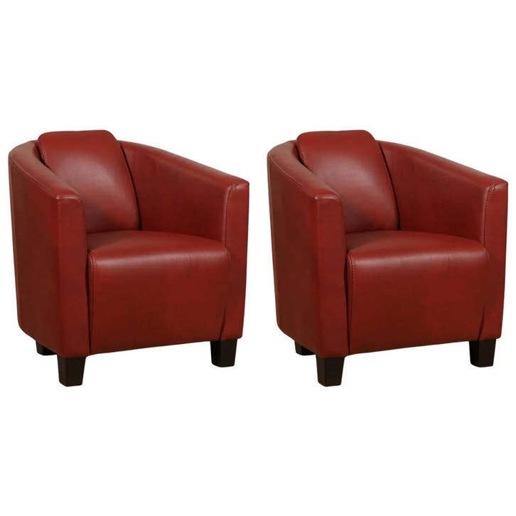 Set van 2 Leren fauteuils Press - Granada Rouge (rood) -, Maison & Meubles, Fauteuils, Enlèvement ou Envoi