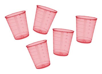 Set van 160 maatbekertjes (30 ml, rood, schaalverdeling, vo, Verzenden, Nieuw