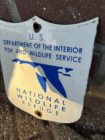 Vintage U.S. National Wildlife Refuge geëmailleerd bord –, Antiek en Kunst
