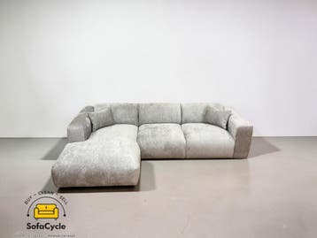 Hoekzetel grijs in bouclé, hoek L -overstock, Verzenden
