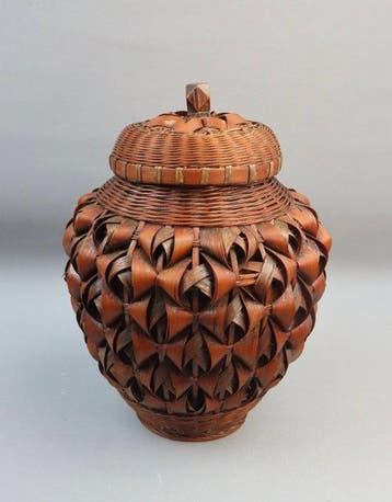 handgevlochten - Mand - Bamboe - Antieke Ikebana mand
