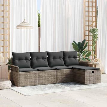 vidaXL Tuinbank Set 5 st Poly rattan, Verzenden